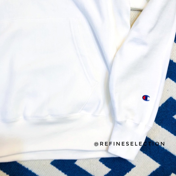 Champion Reverse Weave Logo White Hoodie - Picture 6 of 8